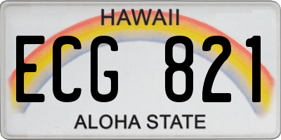 HI license plate ECG821