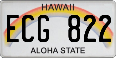 HI license plate ECG822