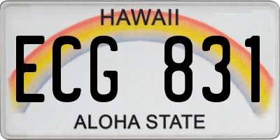 HI license plate ECG831
