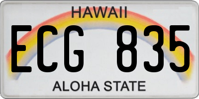 HI license plate ECG835