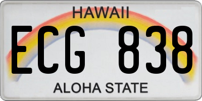 HI license plate ECG838