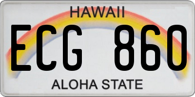 HI license plate ECG860