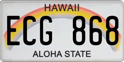 HI license plate ECG868