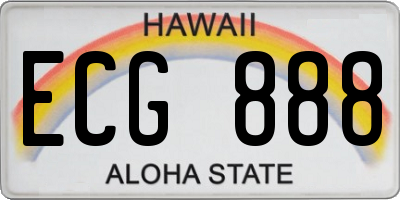 HI license plate ECG888