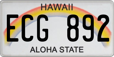 HI license plate ECG892