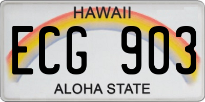 HI license plate ECG903
