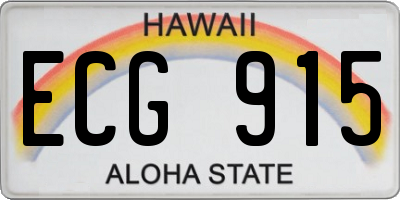 HI license plate ECG915
