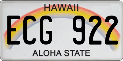 HI license plate ECG922