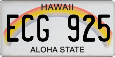 HI license plate ECG925