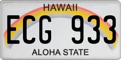 HI license plate ECG933