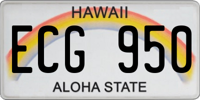 HI license plate ECG950