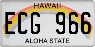 HI license plate ECG966