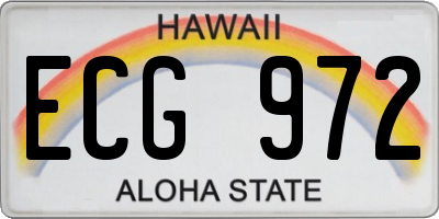 HI license plate ECG972