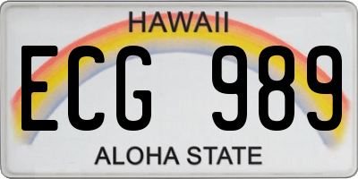 HI license plate ECG989