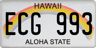 HI license plate ECG993