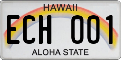 HI license plate ECH001