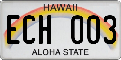 HI license plate ECH003