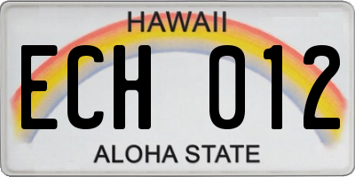 HI license plate ECH012