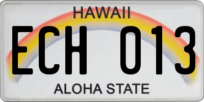 HI license plate ECH013