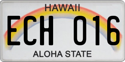HI license plate ECH016
