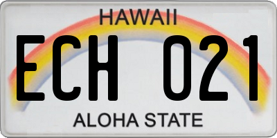 HI license plate ECH021
