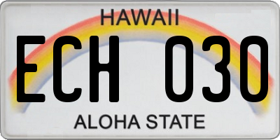 HI license plate ECH030