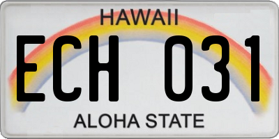 HI license plate ECH031