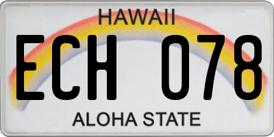 HI license plate ECH078