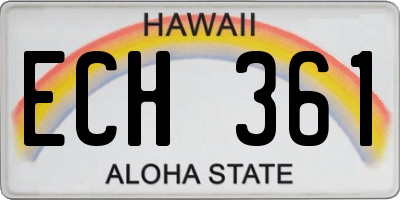HI license plate ECH361