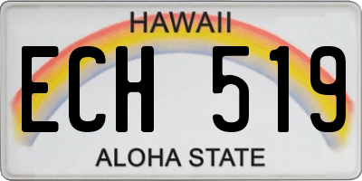 HI license plate ECH519