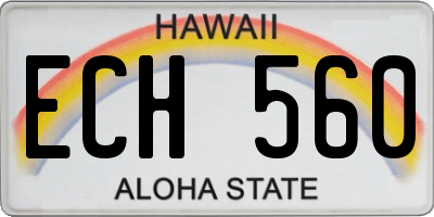 HI license plate ECH560