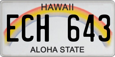 HI license plate ECH643