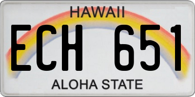 HI license plate ECH651