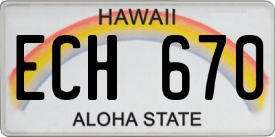 HI license plate ECH670