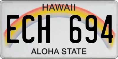 HI license plate ECH694
