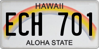 HI license plate ECH701