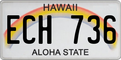 HI license plate ECH736