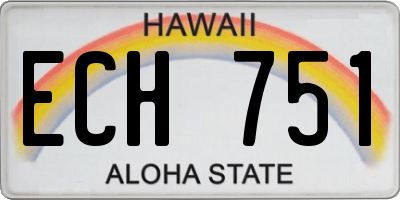 HI license plate ECH751