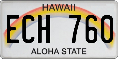 HI license plate ECH760