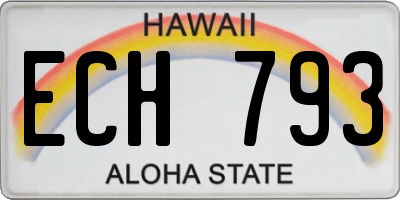 HI license plate ECH793