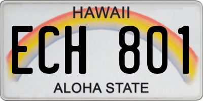 HI license plate ECH801