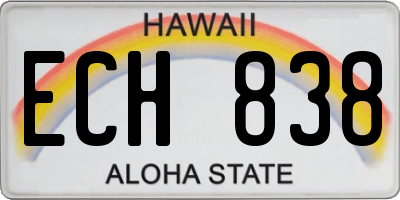 HI license plate ECH838