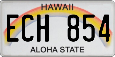 HI license plate ECH854