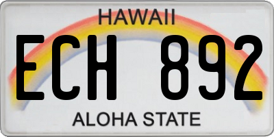 HI license plate ECH892