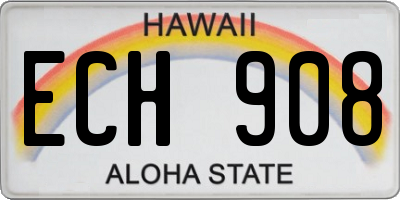 HI license plate ECH908