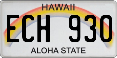 HI license plate ECH930