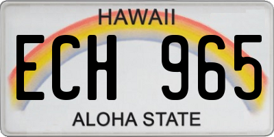 HI license plate ECH965