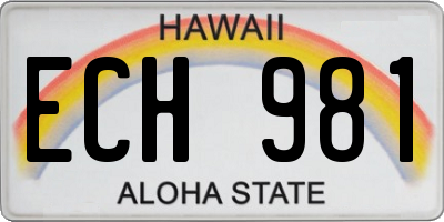 HI license plate ECH981