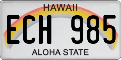 HI license plate ECH985