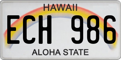 HI license plate ECH986